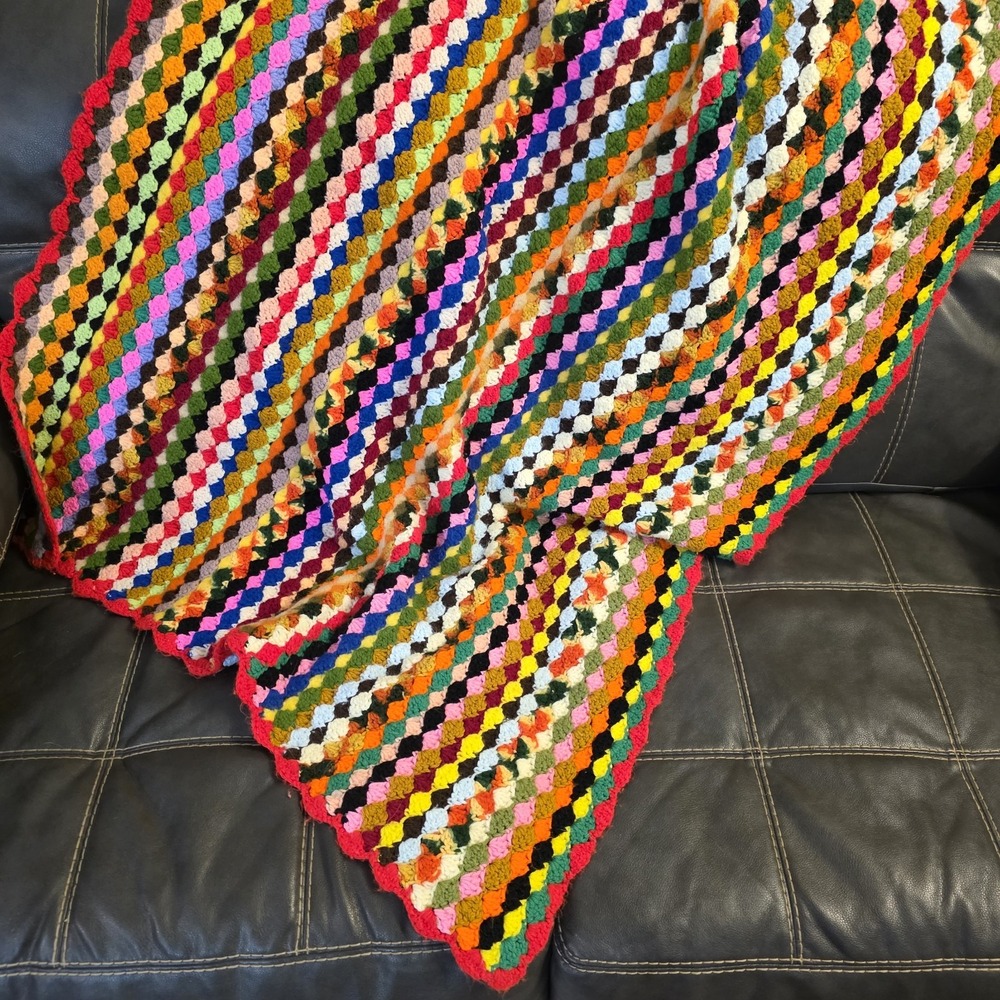 Grandma Afghan Throw‎ Vintage Handmade Blanket 44 X 52